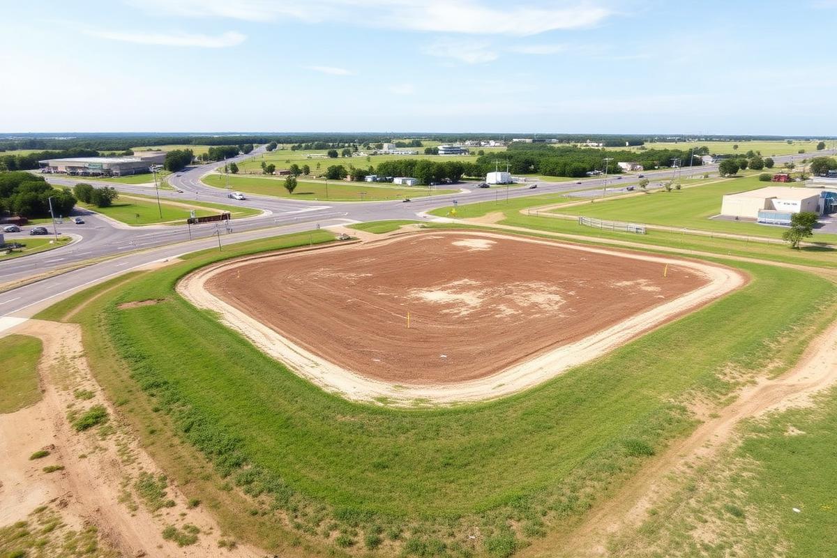 Cleared commercial corner lot at a highway intersection